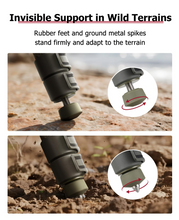 Load image into Gallery viewer, MidTen Tripod Clamp Rest with rubber feet and ground metal spikes in camo
