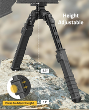 Load image into Gallery viewer, MidTen Bipod Quick Release with adjustable press to adjust height Quick Release Picatinny Bipod
