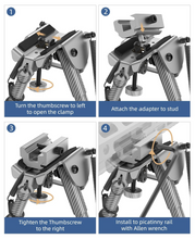 Load image into Gallery viewer, MidTen Picatinny Bipod 6-9 Carbon Fiber Rifle Bipod with install to picatinny rail in sliver
