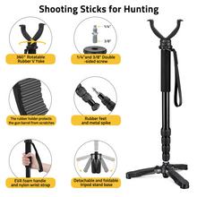 Load image into Gallery viewer, MidTen Tripod Gun Rifle Crossbow Rest with shooting sticks for hunting in black
