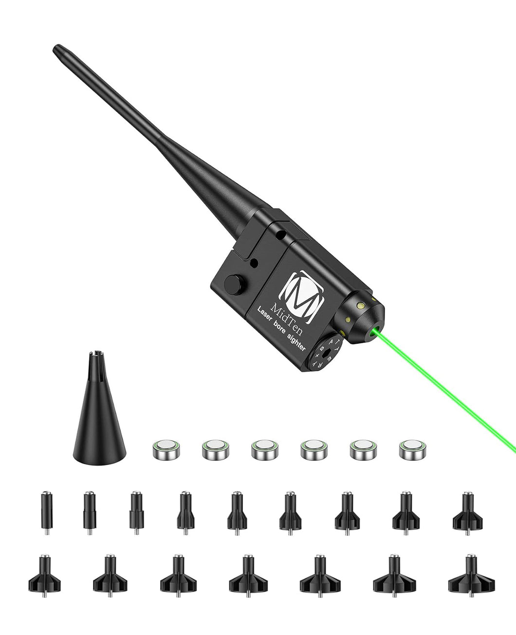 MidTen Bore Sight Kit Green Laser Boresighter with 16pcs Adapters for 0.17-12GA Calibers