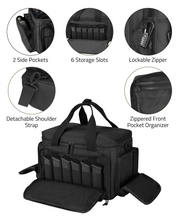 Load image into Gallery viewer, MidTen Carry Range Bag – lockable zipper detachableshoulder zippered front, black
