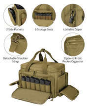 Load image into Gallery viewer, MidTen Carry Range Bag – lockable zipper detachableshoulder zippered front, khaki
