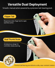 Load image into Gallery viewer, MidTen Damascus Pocket Knife – smooth, manual action powered by a precision ball-bearing pivot, natural
