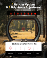Load image into Gallery viewer, MidTen Reflex Sight Red Dot Sight with starburst crosshair bulleye dot in green laser
