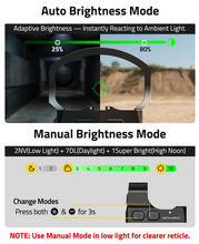 Load image into Gallery viewer, MidTen Compact Multi-Reticle Red Dot Sight with auto brightness mode in green dot
