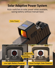Load image into Gallery viewer, MidTen Multi Reticle Red Dot Sight with low light: battery powered direct sunlight: solar powered
