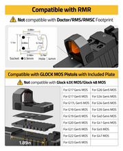 Load image into Gallery viewer, MidTen Motion Awake Red Dot Sight with compatible with glock mos pistols with included plate
