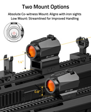 Load image into Gallery viewer, MidTen Red Dot Sight with absolute co-witness mount: aligns with iron sights in black
