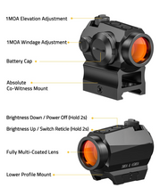 Load image into Gallery viewer, MidTen Red Dot Sight with lower profile mount in black
