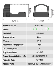 Load image into Gallery viewer, MidTen 2000G Shockproof Red Dot Sight with reticle eye relief unlimited in green dot
