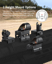 Load image into Gallery viewer, MidTen iron sights with two mounting heights included, supporting in red dot
