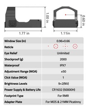 Load image into Gallery viewer, MidTen 2000G Shockproof Red Dot Sight with reticle eye relief unlimited
