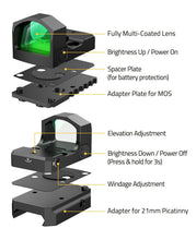 Load image into Gallery viewer, MidTen WolfCloak green dot with adapter plate for mos
