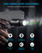 Load image into Gallery viewer, MidTen Lumens Laser Light with no need to remove the light while charging Light with Green Beam
