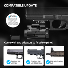 Load image into Gallery viewer, MidTen Lumens Pistol Light with picatinny rail picatinny rail in red laser light combo
