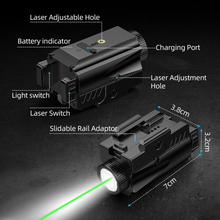 Load image into Gallery viewer, MidTen Lumens Pistol Light with light switch laser switch slidable rail adaptor in green laser light combo
