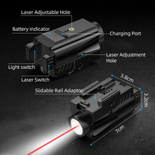 Load image into Gallery viewer, MidTen Lumens Pistol Light with light switch laser switch slidable rail adaptor in red laser light combo

