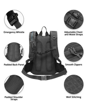Load image into Gallery viewer, MidTen heavy-duty hydration backpack – adjustable chest and waist straps padded back panel, black
