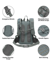 Load image into Gallery viewer, MidTen heavy-duty hydration backpack – adjustable chest and waist straps padded back panel, grey
