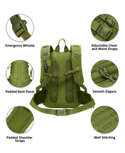 Load image into Gallery viewer, MidTen heavy-duty hydration backpack – smooth zippers padded shoulder, green
