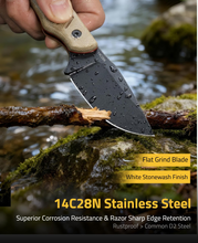 Load image into Gallery viewer, MidTen Fixed Blade EDC Camping Knife with superior corrosion resistance &amp; razor sharp edge retention in brown
