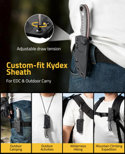 Load image into Gallery viewer, MidTen Fixed Blade EDC Camping Knife with adjustable draw tension custom-fit kydex sheath in grey
