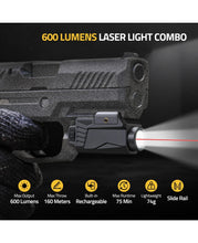 Load image into Gallery viewer, MidTen Compact Pistol Light Red Laser with max runtime lightweight slide rail
