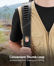 Load image into Gallery viewer, MidTen Leather Rifle Sling – convenient thumb loop prevent sling from shaking and sliding, black
