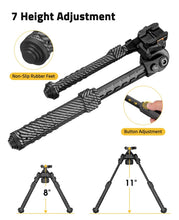 Load image into Gallery viewer, MidTen quick-release picatinny bipod – 7 height adjustment non-sliprubberfeet
