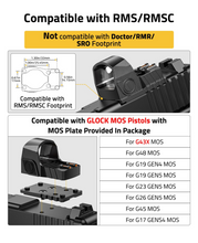 Load image into Gallery viewer, MidTen M02 Motion Awake Green Dot Sight, Compatible with RMS/RMSC 3MOA Red Dot Open Reflex Sight Compact Shockproof IPX6 Waterproof, with Adapter Plate for MOS 21mm Picatinny Base
