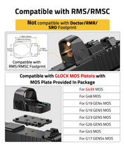 Load image into Gallery viewer, MidTen M02 Motion Awake Green Dot Sight, Compatible with RMS/RMSC 3MOA Red Dot Open Reflex Sight Compact Shockproof IPX6 Waterproof, with Adapter Plate for MOS 21mm Picatinny Base
