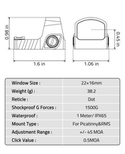 Load image into Gallery viewer, MidTen M02 Motion Awake Green Dot Sight, Compatible with RMS/RMSC 3MOA Red Dot Open Reflex Sight Compact Shockproof IPX6 Waterproof, with Adapter Plate for MOS 21mm Picatinny Base
