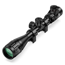Load image into Gallery viewer, Midten 3-9x40 AO Rifle Scope with Red and Green Illuminated Crosshair Reticle, Locking Turret, Zero Reset, 20mm Scope Rings, 1 inch Tube SFP Riflescope for .22 Caliber Rifles
