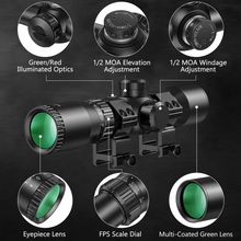 Load image into Gallery viewer, MidTen Optic Crossbow Scope with fps scale dial multi-coated green lens in black
