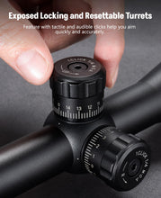 Load image into Gallery viewer, Midten 3-9x40 AO Rifle Scope with Red and Green Illuminated Crosshair Reticle, Locking Turret, Zero Reset, 20mm Scope Rings, 1 inch Tube SFP Riflescope for .22 Caliber Rifles
