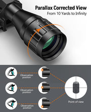 Load image into Gallery viewer, MidTen 3-9X32 AO Rifle Scope with Locking Turret - Crosshair Reticle 22 Riflescope for Hunting - 1 Inch Tube SFP Scope with 20mm Scope Rings (Green Lens)
