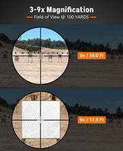Load image into Gallery viewer, Midten 3-9x40 AO Rifle Scope with Red and Green Illuminated Crosshair Reticle, Locking Turret, Zero Reset, 20mm Scope Rings, 1 inch Tube SFP Riflescope for .22 Caliber Rifles
