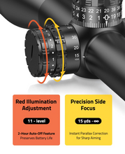 Load image into Gallery viewer, MidTen High-performance scope with yds red illumination precisionside 6-24x50
