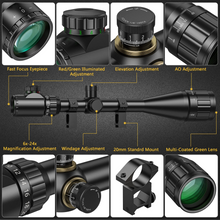 Load image into Gallery viewer, MidTen Hunting Rifle Scope 6-24x50 AOE Red and Green Illuminated Gun Scope with Free Mount
