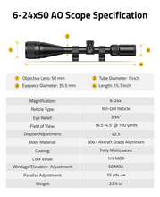 Load image into Gallery viewer, MidTen 20mm Scope Rings with reticle type mil-dot reticle
