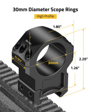 Load image into Gallery viewer, MidTen Mount 1 inch Scope Rings with diameter scope rings high profile 30mm x 1.26inch

