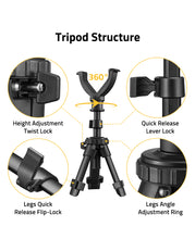 Load image into Gallery viewer, MidTen Shooting Rest Tripod 11.8″-25″ Adjustable Height Tripod with V Yoke Stand
