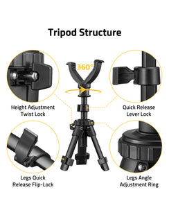 MidTen Shooting Rest Tripod 11.8″-25″ Adjustable Height Tripod with V Yoke Stand