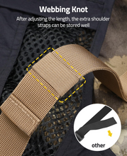 Load image into Gallery viewer, MidTen Shotgun Sling – webbing knot after adjusting the length, the extra shoulder, khaki
