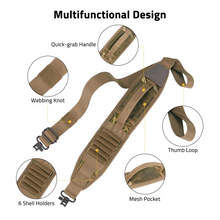 Load image into Gallery viewer, MidTen point rifle sling with thumb loop mesh pocket in khaki
