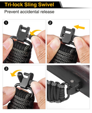 Load image into Gallery viewer, MidTen Shotgun Sling 550 Paracord Sling with tri-locksling swivel prevent accidental release in camo grey
