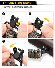Load image into Gallery viewer, MidTen Shotgun Sling 550 Paracord Sling with tri-locksling swivel prevent accidental release in camo
